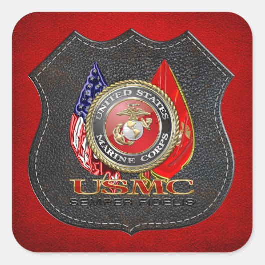 USMC Semper Fi [Special Edition] [3D] Vierkante Sticker (Voorkant)