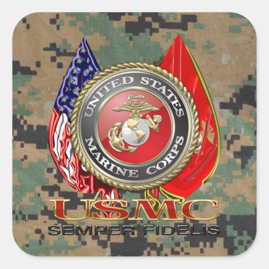 USMC Semper Fi [Special Edition] [3D] Vierkante Sticker (Voorkant)