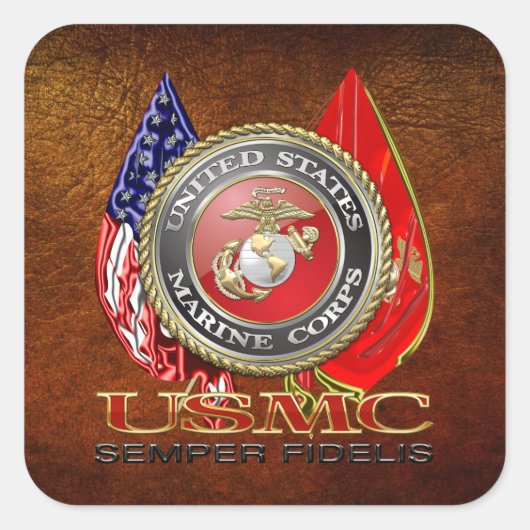 USMC Semper Fi [Special Edition] [3D] Vierkante Sticker (Voorkant)