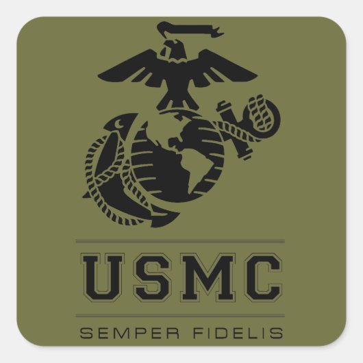 USMC Semper Fidelis [Semper Fi] Vierkante Sticker (Voorkant)