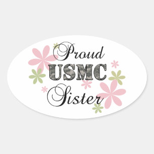 USMC Sister (fl camo) Ovale Sticker