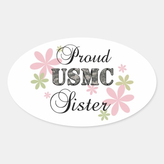 USMC Sister (fl camo) Ovale Sticker (Voorkant)