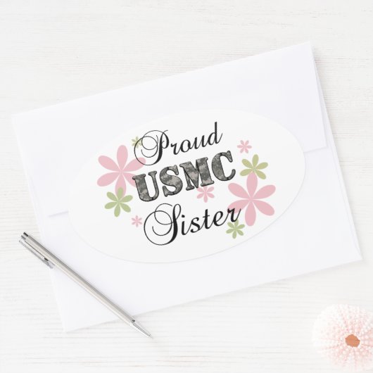 USMC Sister (fl camo) Ovale Sticker (Envelop)