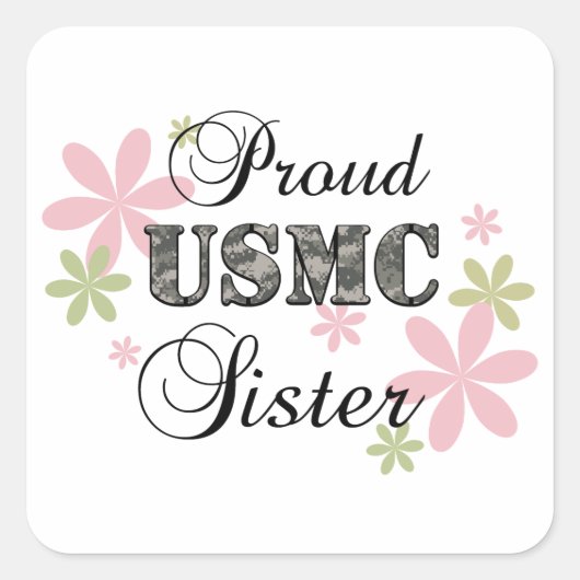 USMC Sister (fl camo) Vierkante Sticker (Voorkant)