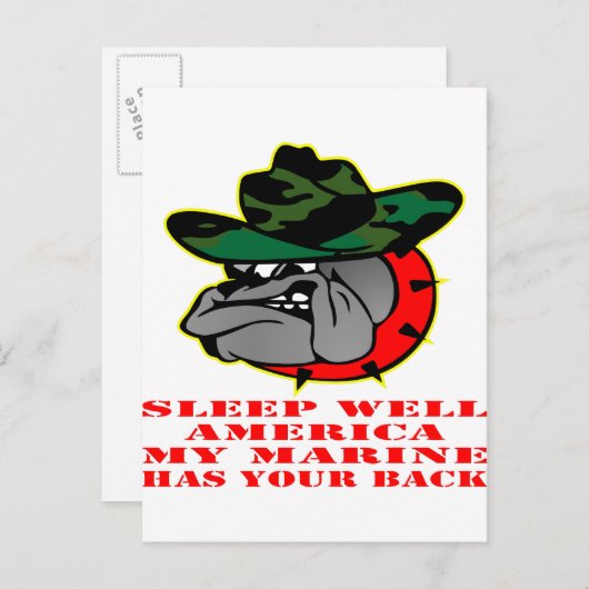 USMC Slaap goed Amerika Mijn marinier heeft je rug Briefkaart (Voorkant / Achterkant)