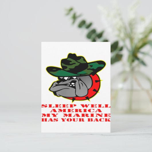USMC Slaap goed Amerika Mijn marinier heeft je rug Briefkaart (Staand voorkant)