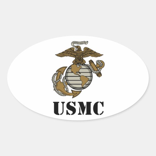 USMC [stencil] Ovale Sticker (Voorkant)