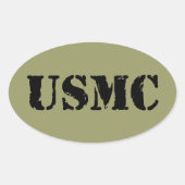 USMC [stencil tekst] Ovale Sticker (Voorkant)