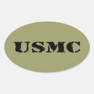 USMC [stencil tekst] Ovale Sticker