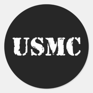 USMC [stencil tekst] Ronde Sticker