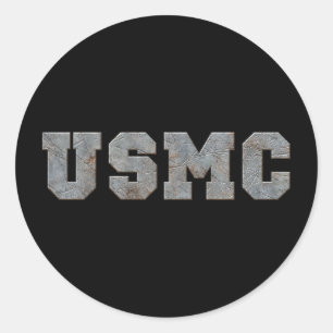 USMC [tekst roesten] Ronde Sticker