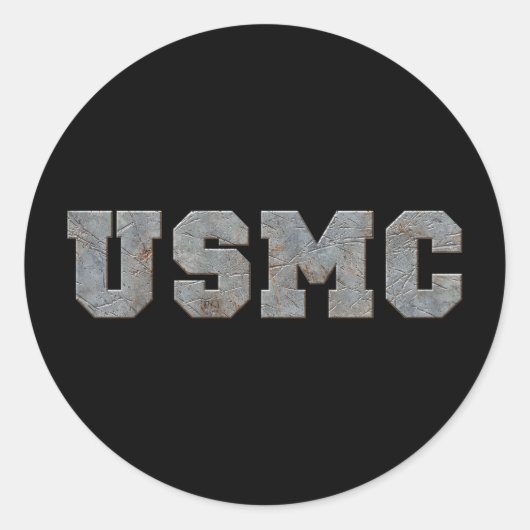 USMC [tekst roesten] Ronde Sticker (Voorkant)