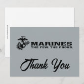 USMC "The Few, The Proud" stapelde zwarte Logo Bedankkaart (Voorkant / Achterkant)