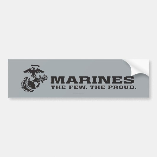 USMC "The Few, The Proud" stapelde zwarte Logo Bumpersticker (Voorkant)