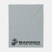 USMC "The Few, The Proud" stapelde zwarte Logo Fleece Deken (Voorkant)