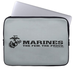 USMC "The Few, The Proud" stapelde zwarte Logo Laptop Sleeve