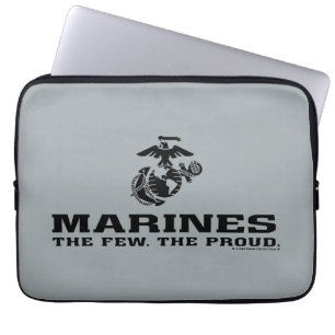 USMC "The Few, The Proud" stapelde zwarte Logo Laptop Sleeve