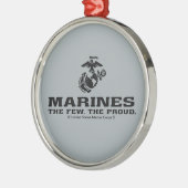 USMC "The Few, The Proud" stapelde zwarte Logo Metalen Ornament (Links)