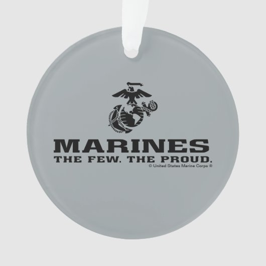 USMC "The Few, The Proud" stapelde zwarte Logo Ornament (voorkant)