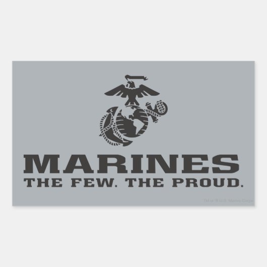 USMC "The Few, The Proud" stapelde zwarte Logo Rechthoekige Sticker (Voorkant)