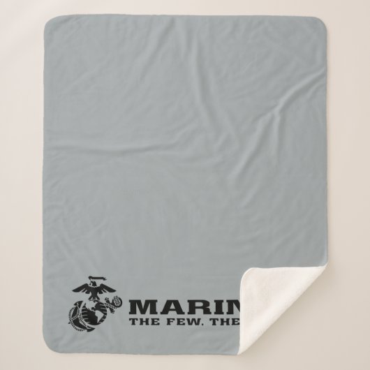 USMC "The Few, The Proud" stapelde zwarte Logo Sherpa Deken (Voorkant)