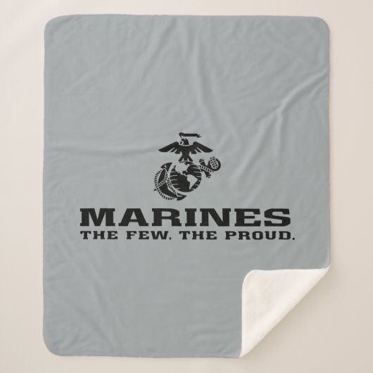 USMC "The Few, The Proud" stapelde zwarte Logo Sherpa Deken (Voorkant)
