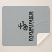 USMC "The Few, The Proud" stapelde zwarte Logo Sherpa Deken (Voorkant (horizontaal))