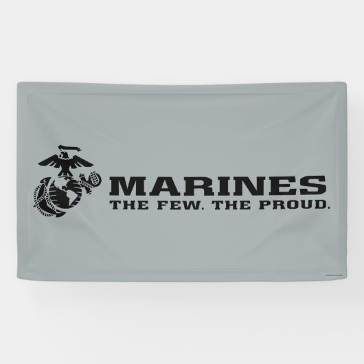 USMC "The Few, The Proud" stapelde zwarte Logo Spandoek (Horizontaal)