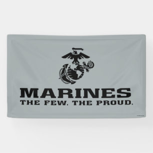 USMC "The Few, The Proud" stapelde zwarte Logo Spandoek