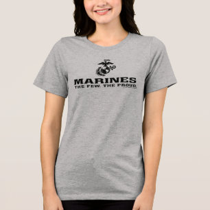 USMC "The Few, The Proud" stapelde zwarte Logo Tri-Blend Shirt