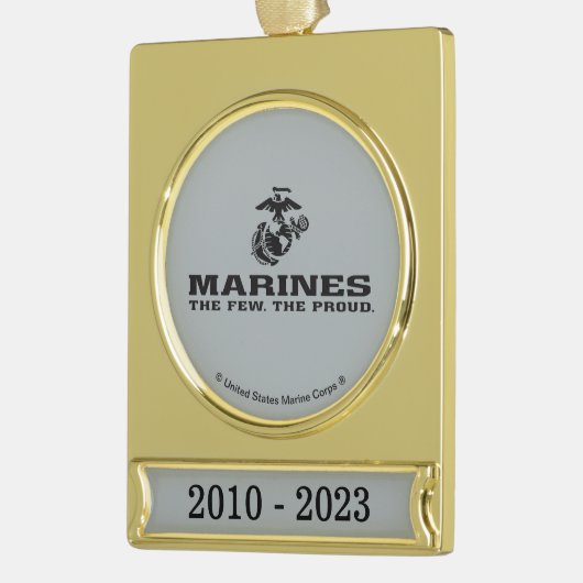 USMC "The Few, The Proud" stapelde zwarte Logo Verguld Banner Ornament (Links)