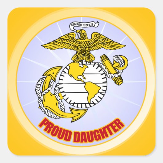 USMC Trotse Dochter Vierkante Sticker (Voorkant)