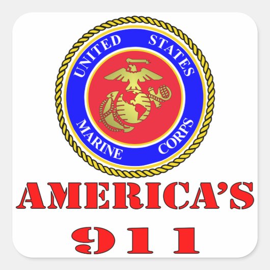 USMC United States Marine Corps America's 911 Vierkante Sticker (Voorkant)