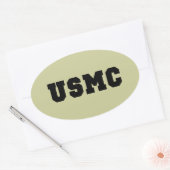 USMC [vetgedrukte tekst] Ovale Sticker (Envelop)