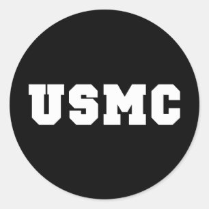 USMC [vetgedrukte tekst] Ronde Sticker