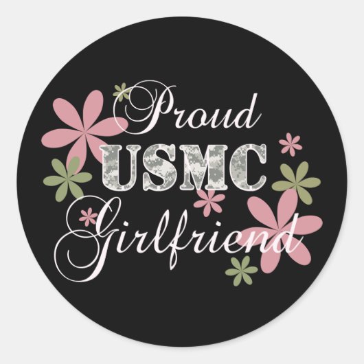 USMC-Vriendin [fl camo] Ronde Sticker (Voorkant)