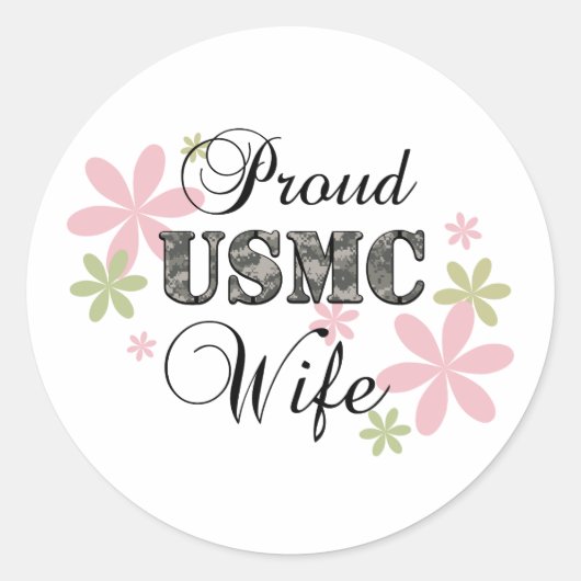 USMC Wife [fl camo] Ronde Sticker (Voorkant)