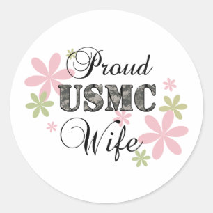 USMC Wife [fl camo] Ronde Sticker