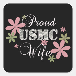 USMC Wife [fl camo] Vierkante Sticker