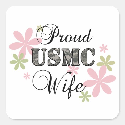 USMC Wife [fl camo] Vierkante Sticker (Voorkant)