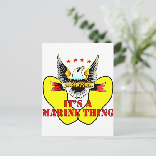 USMC Yellow Footprint Het is een mariene ding Briefkaart (Staand voorkant)
