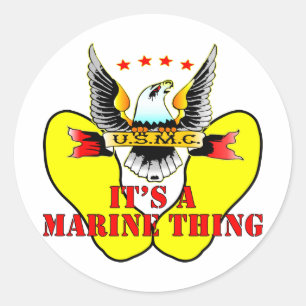 USMC Yellow Footprint Het is een mariene ding Ronde Sticker