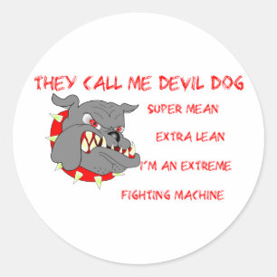 USMC Ze noemen me duivel-hond Ronde Sticker