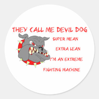 USMC Ze noemen me duivel-hond Ronde Sticker