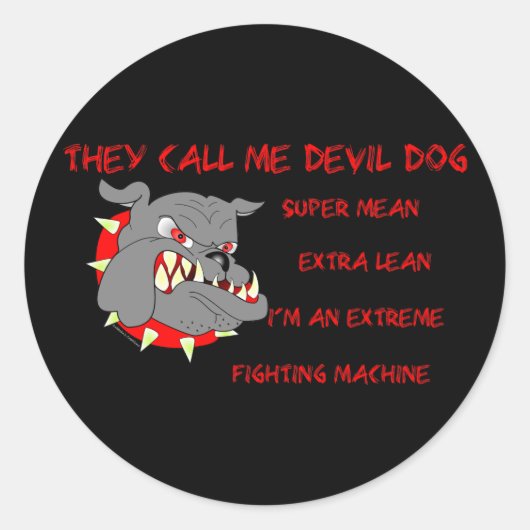 USMC Ze noemen me duivel-hond Ronde Sticker (Voorkant)