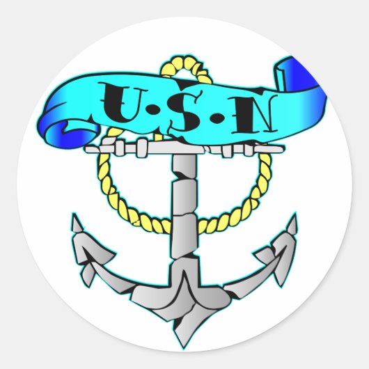 USN Anchor-Tattoo Ronde Sticker (Voorkant)
