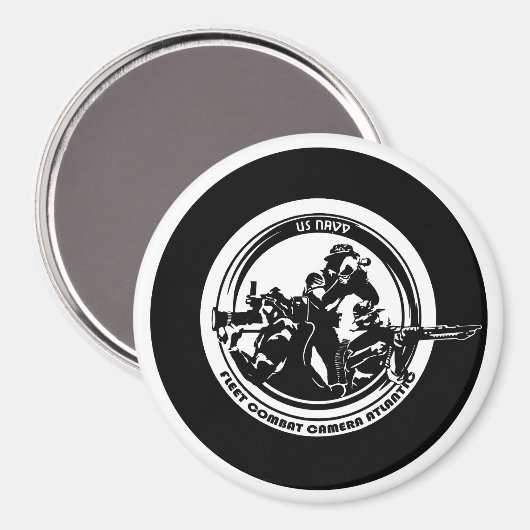 USN COMBAT CAMERA Large, 3-inch Circh Magnet (Voorkant / Achterkant)