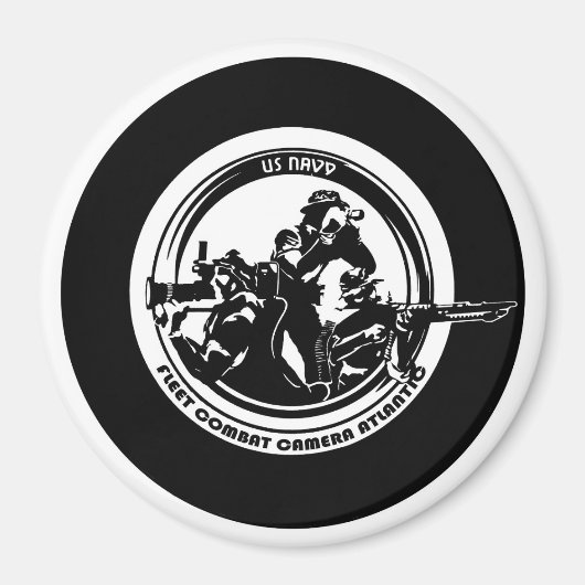 USN COMBAT CAMERA Large, 3-inch Circh Magnet (Voorkant)