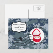 USN Marine Bewaar de Datum & Ring Aankondigingskaart (Voorkant / Achterkant)
