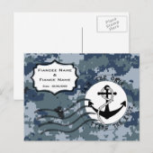 USN Marine Bewaar deze datum & Anker Aankondigingskaart (Voorkant / Achterkant)